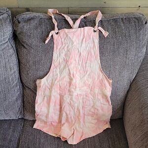 Cute Pink & Cream Short Overalls